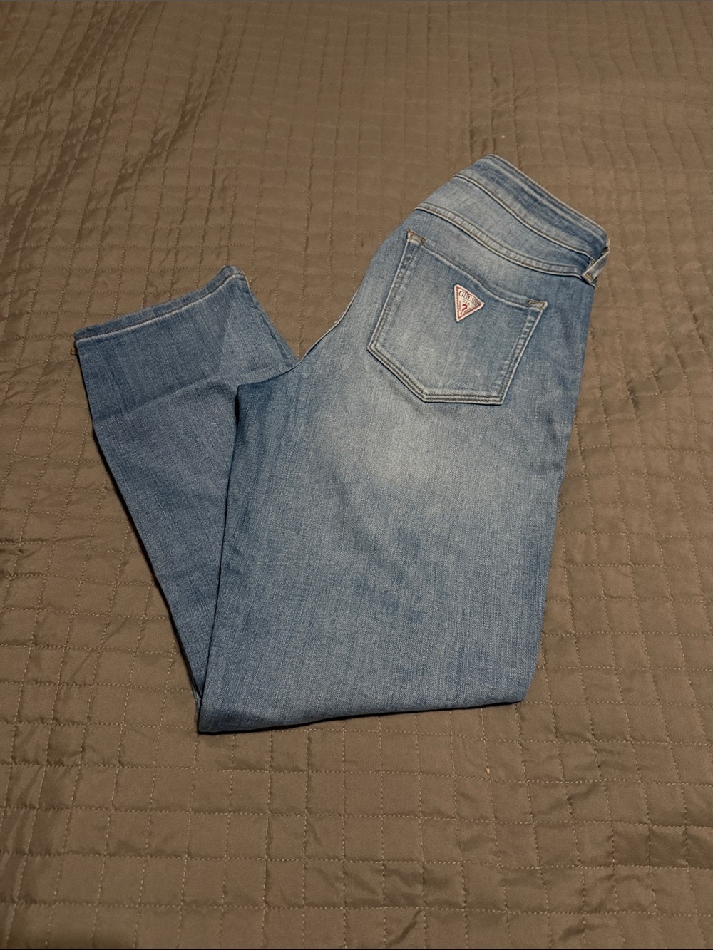 Guess Light Blue Cropped Women's Jeans with Back Pocket Logo